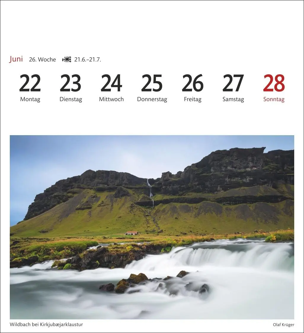 Bild: 9783840035616 | Island Sehnsuchtskalender 2026 - Wochenkalender mit 53 Postkarten