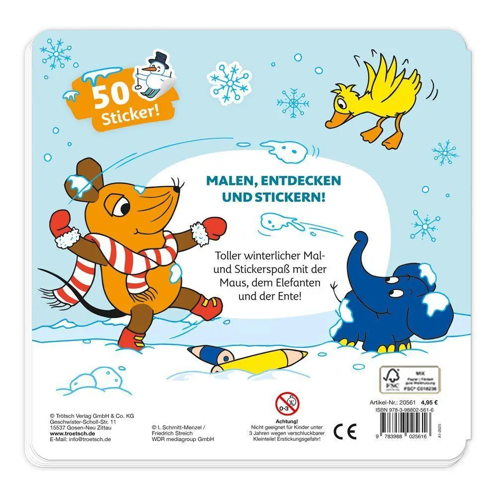 Bild: 9783988025616 | TRÖTSCH - Die Maus Stickermalbuch Winter Malbuch mit Stickern Ab 4...