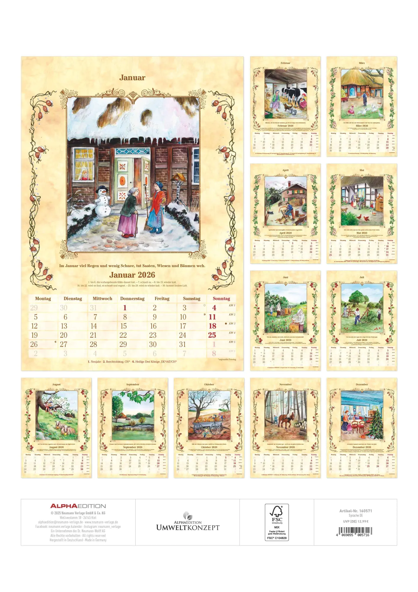 Rückseite: 4069095005716 | Bauernkalender 2025 - Bildkalender A3 (29,7x42 cm) - mit Feiertagen...