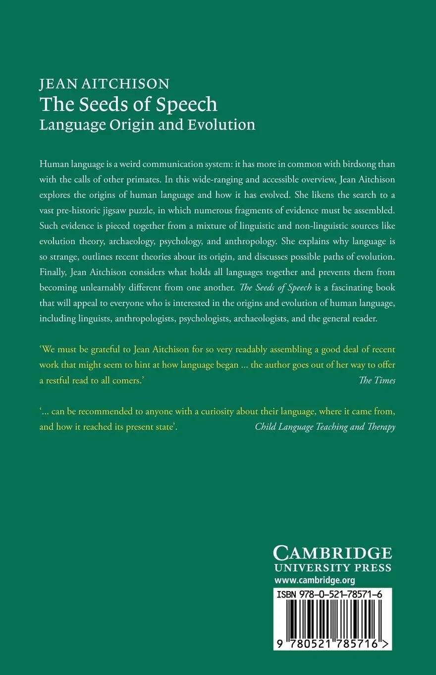 Rückseite: 9780521785716 | The Seeds of Speech | Language Origin and Evolution | Taschenbuch