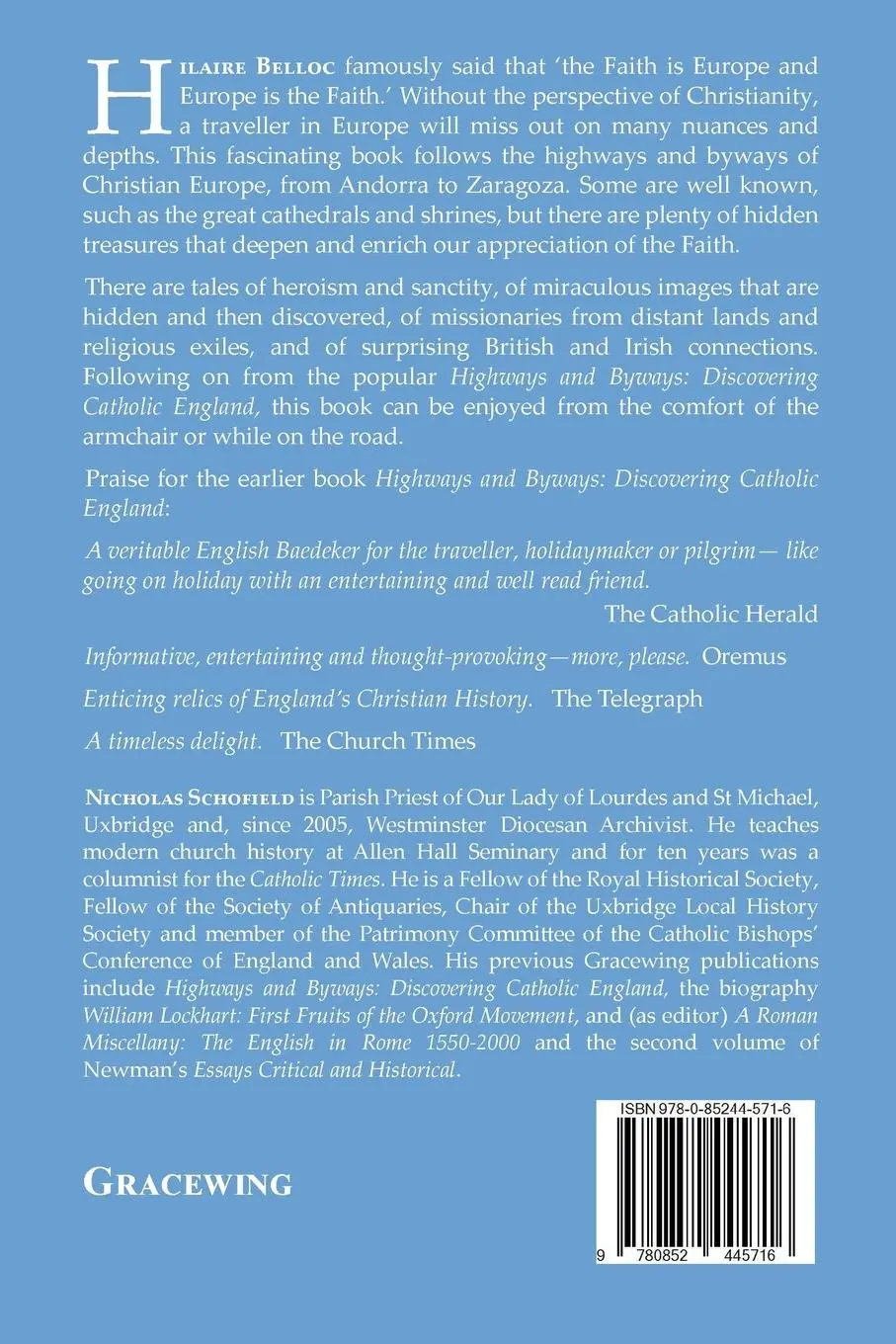 Rückseite: 9780852445716 | Highways and Byways | A European Pilgrimage | Nicholas Schofield