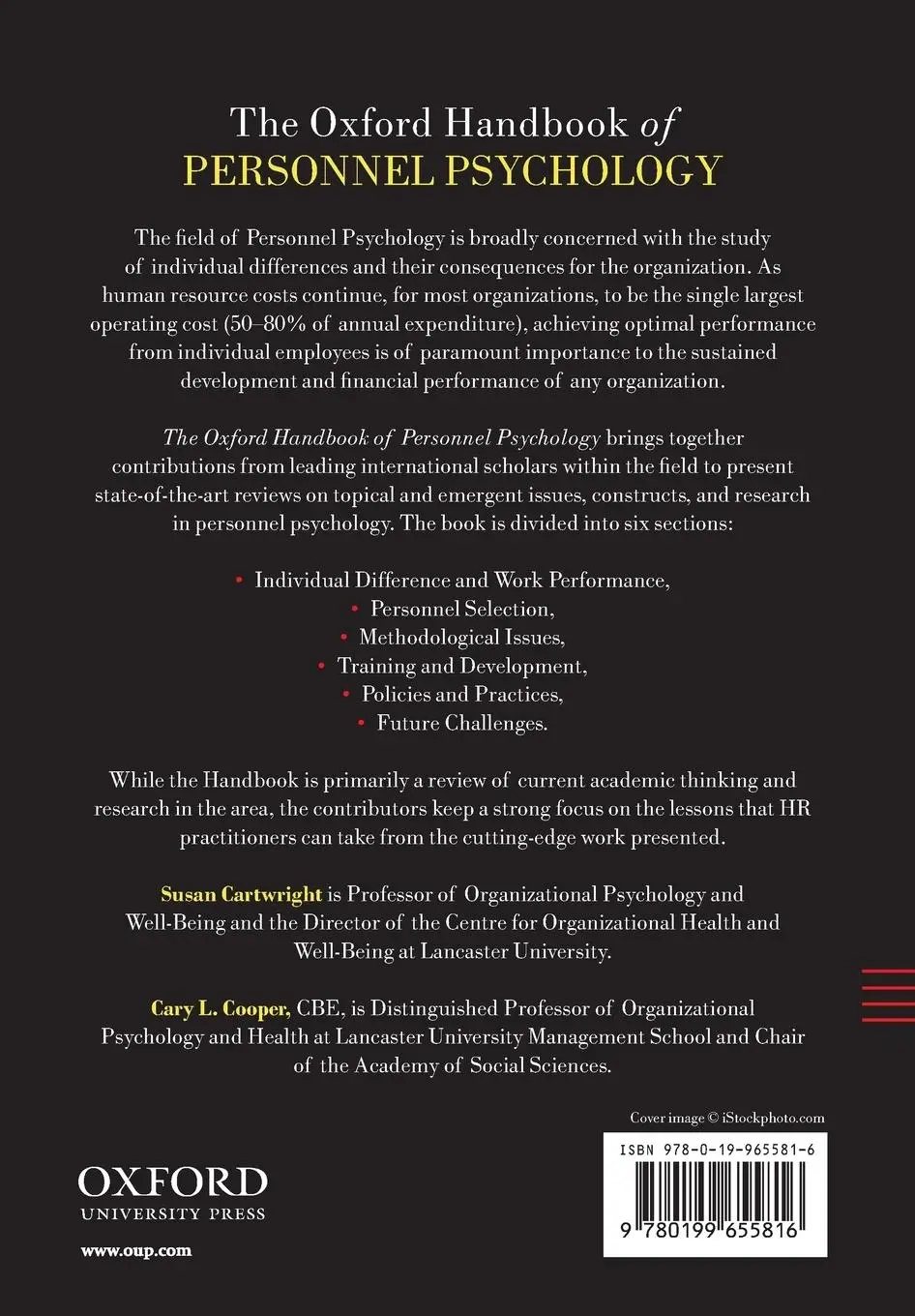 Rückseite: 9780199655816 | The Oxford Handbook of Personnel Psychology | Susan Cartwright (u. a.)