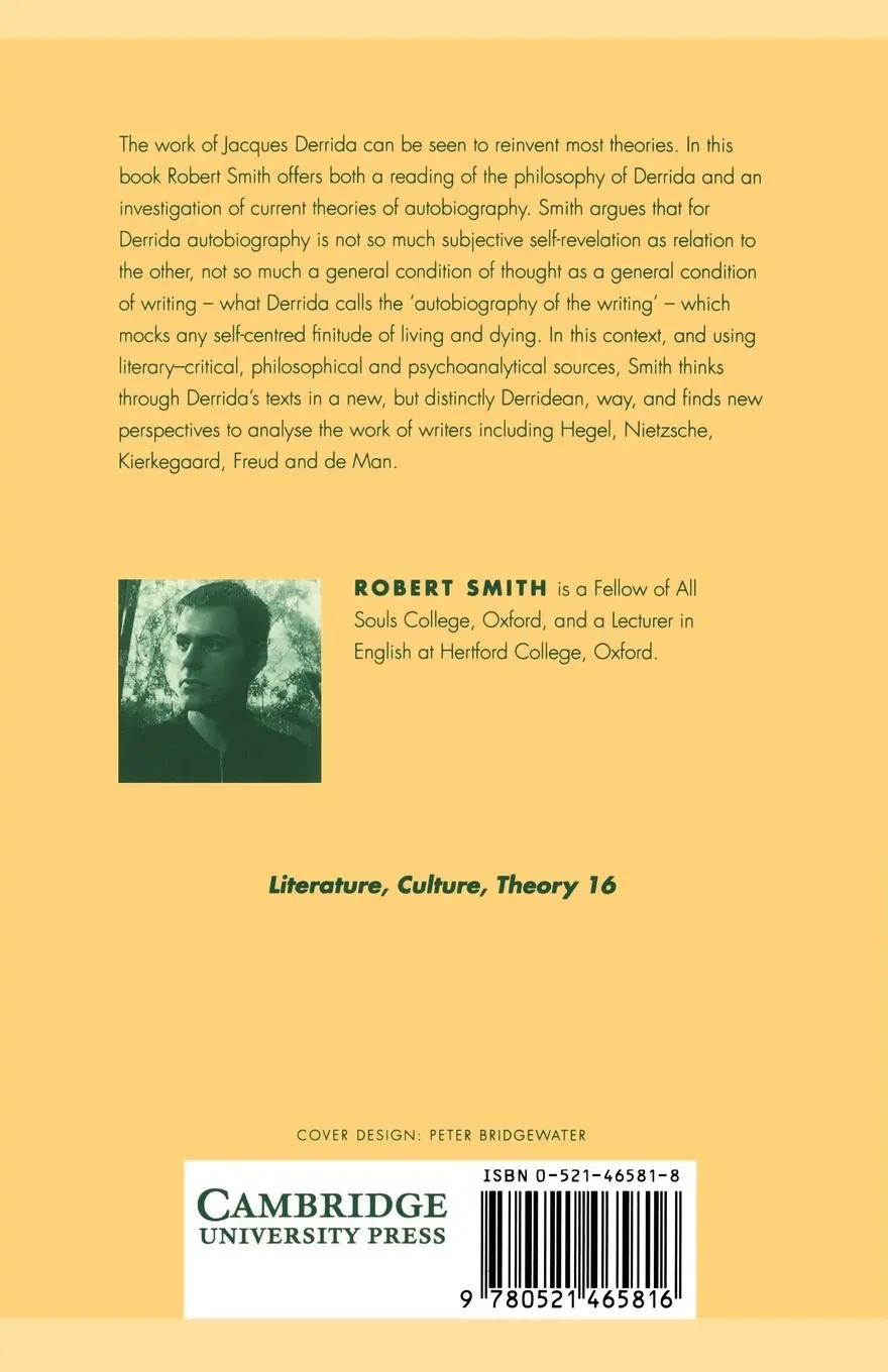 Rückseite: 9780521465816 | Derrida and Autobiography | Robert Smith | Taschenbuch | Englisch