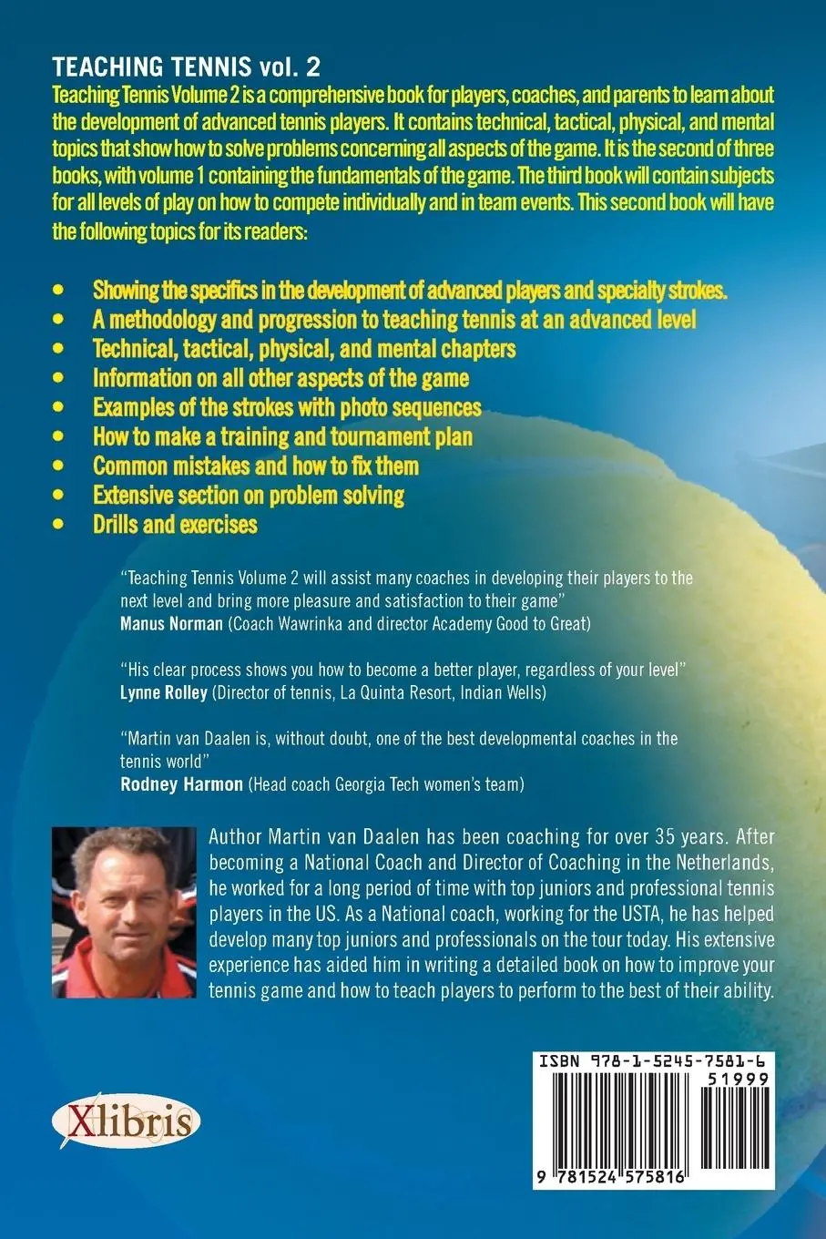 Rückseite: 9781524575816 | Teaching Tennis Volume 2 | The Development of Advanced Players | Buch