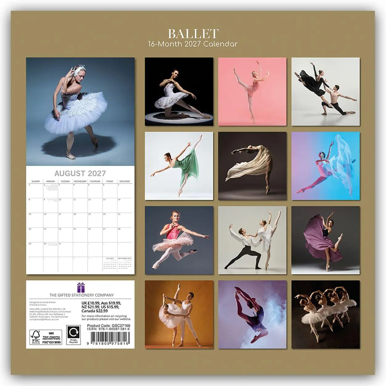Rückseite: 9781805975816 | Ballet - Ballett 2027 - 16-Monatskalender | Gifted Stationery Co. Ltd