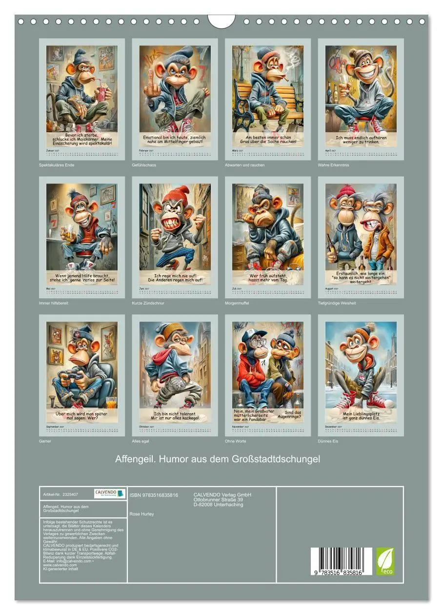 Bild: 9783516835816 | Affengeil. Humor aus dem Großstadtdschungel (Wandkalender 2027 DIN...