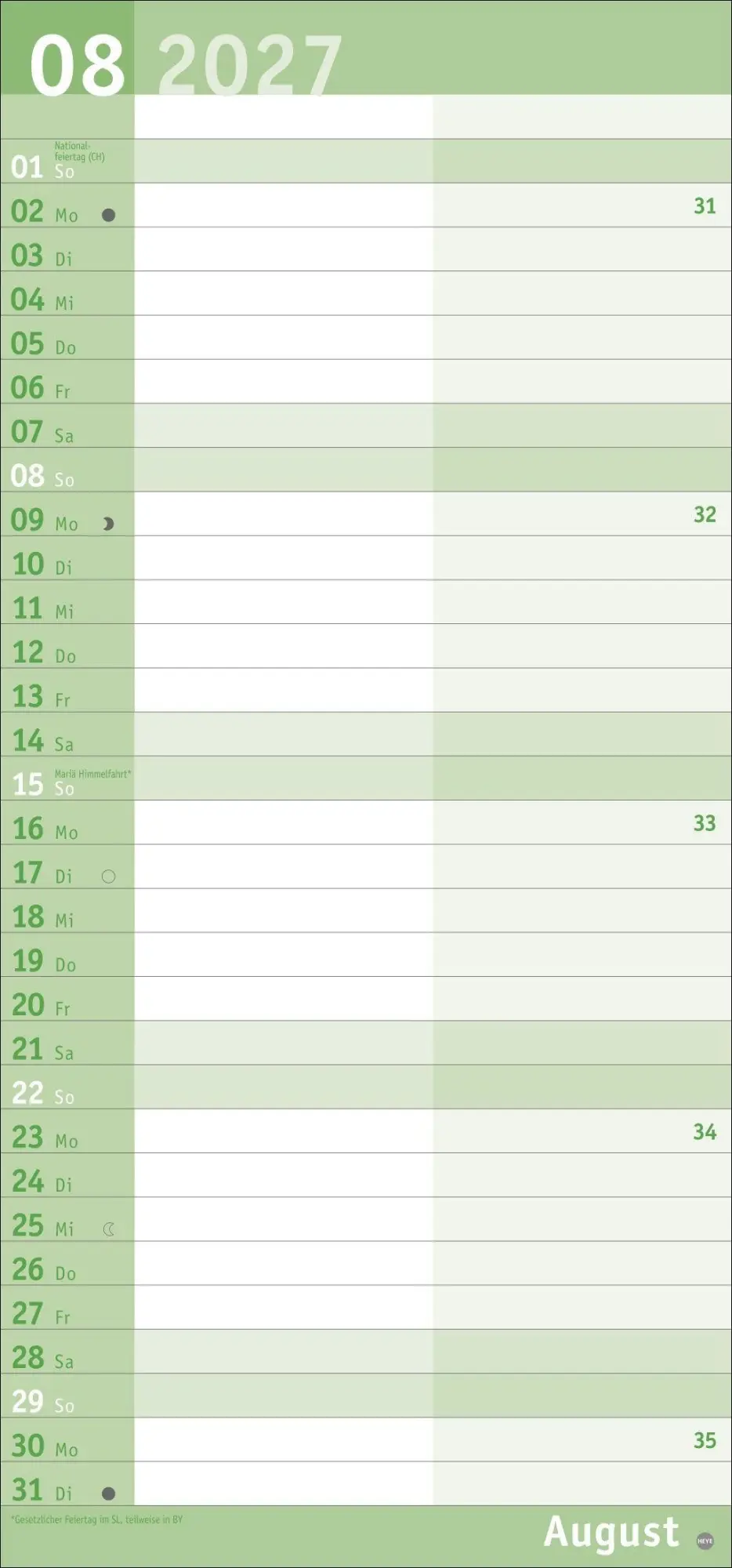Bild: 9783756415816 | Basic Planer für mich 2027 | Heye | Kalender | Basic Planer Heye