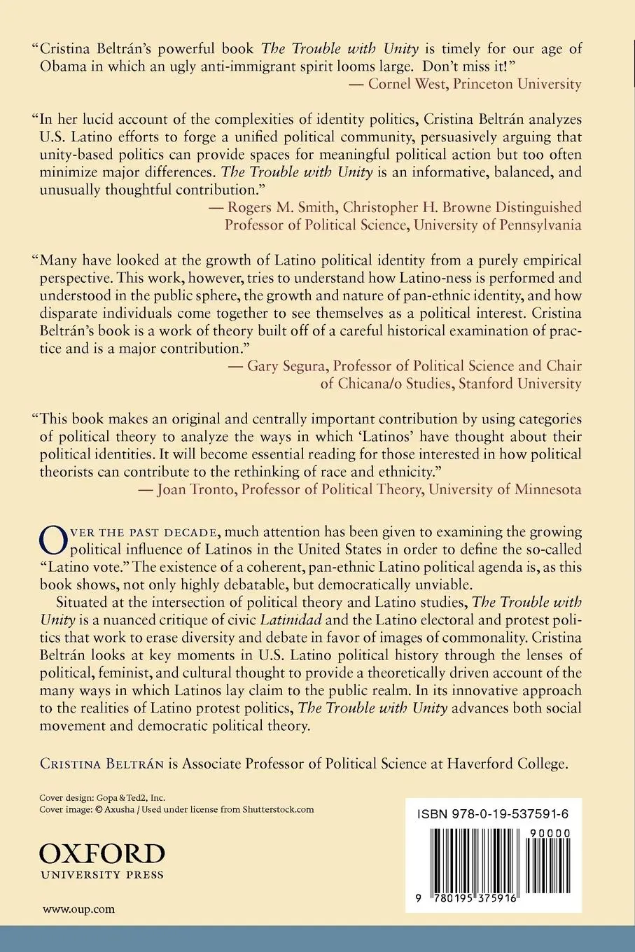 Rückseite: 9780195375916 | The Trouble with Unity | Latino Politics and the Creation of Identity