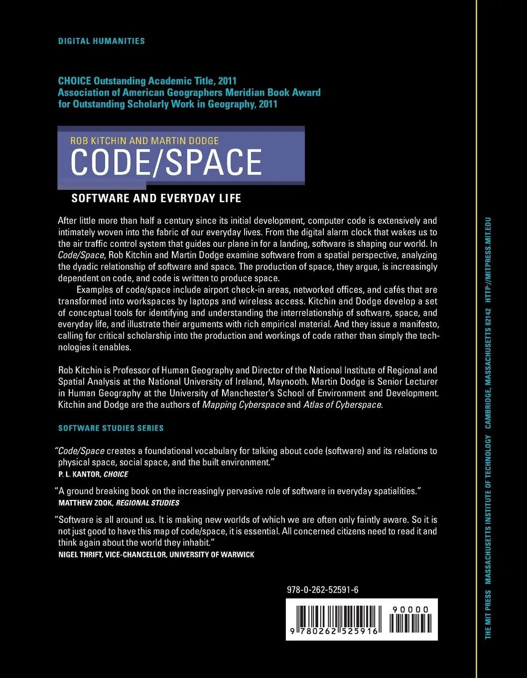 Rückseite: 9780262525916 | Code/Space | Software and Everyday Life | Rob Kitchin (u. a.) | Buch