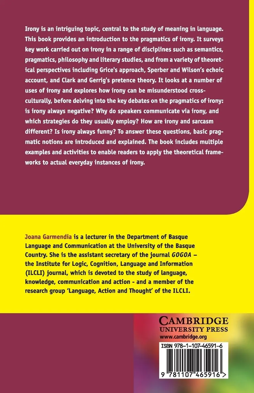 Rückseite: 9781107465916 | Irony | Joana Garmendia | Taschenbuch | Englisch | 2020