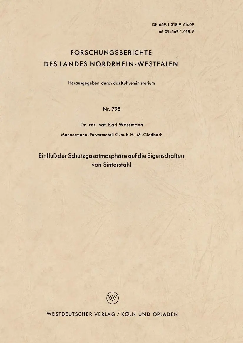 Cover: 9783663035916 | Einfluß der Schutzgasatmosphäre auf die Eigenschaften von Sinterstahl