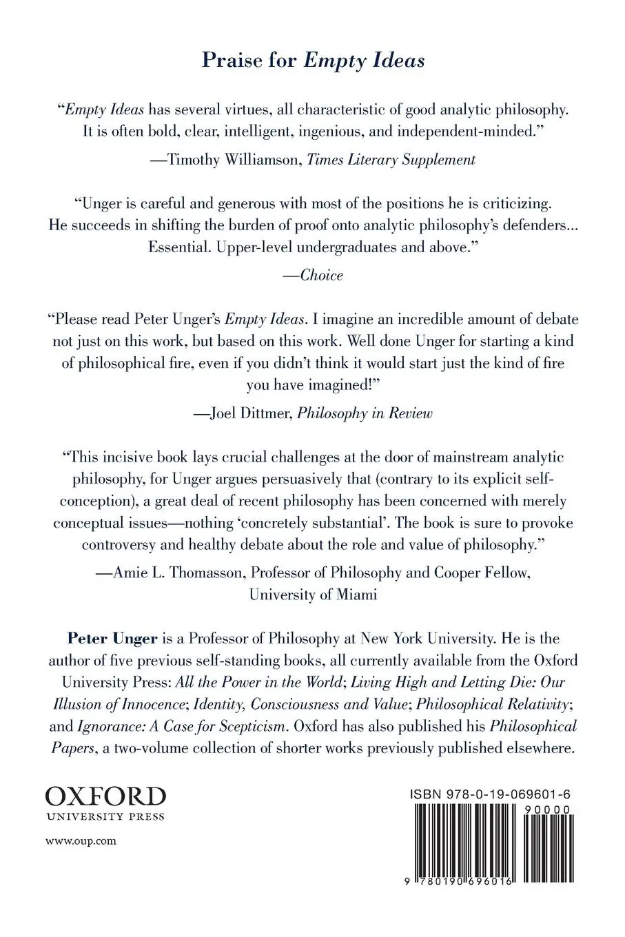 Rückseite: 9780190696016 | Empty Ideas | A Critique of Analytic Philosophy | Peter Unger | Buch