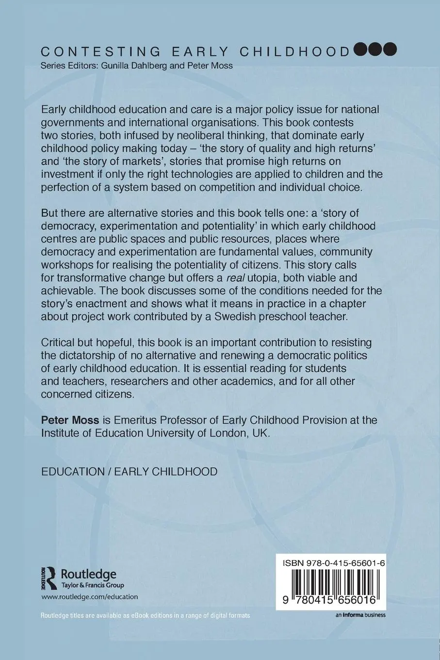 Rückseite: 9780415656016 | Transformative Change and Real Utopias in Early Childhood Education