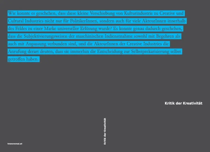 Cover: 9783903046016 | Kritik der Kreativität | Gerald Raunig (u. a.) | Taschenbuch | 530 S.