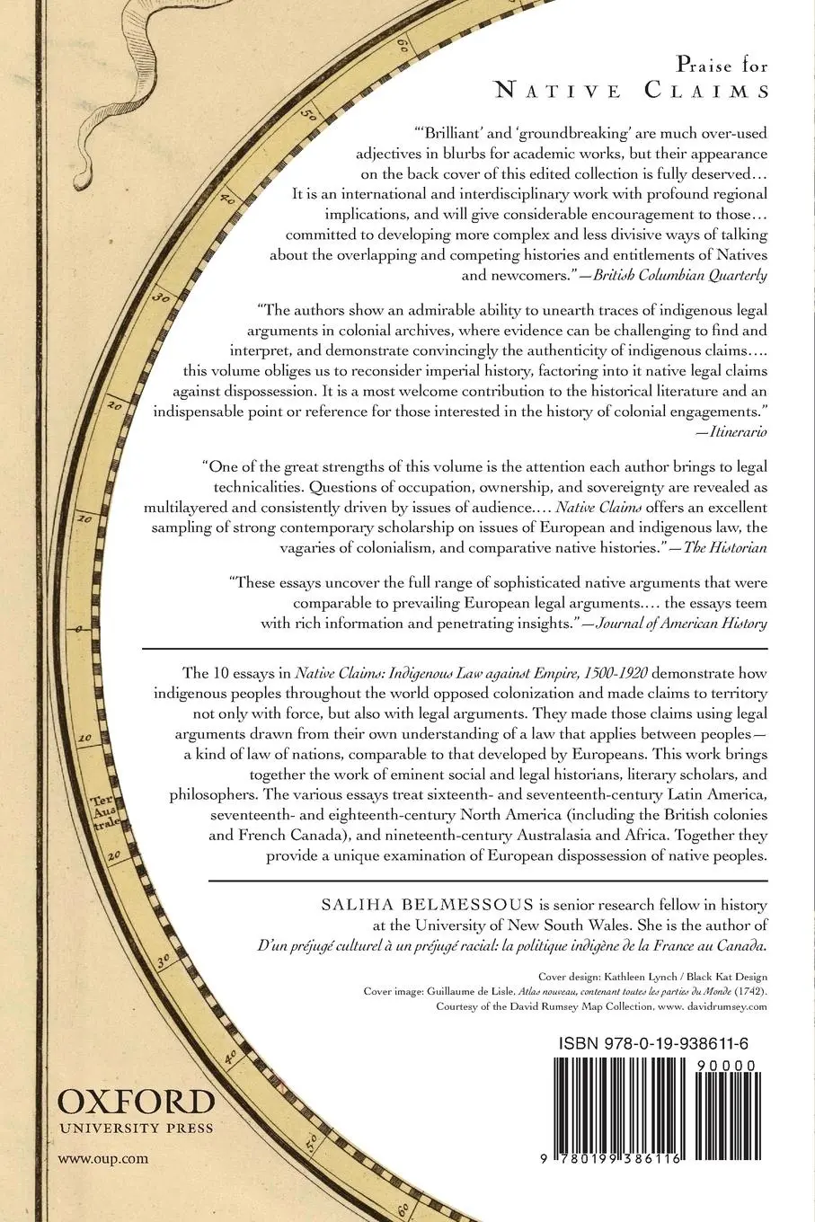 Rückseite: 9780199386116 | Native Claims | Indigenous Law Against Empire, 1500-1920 | Belmessous
