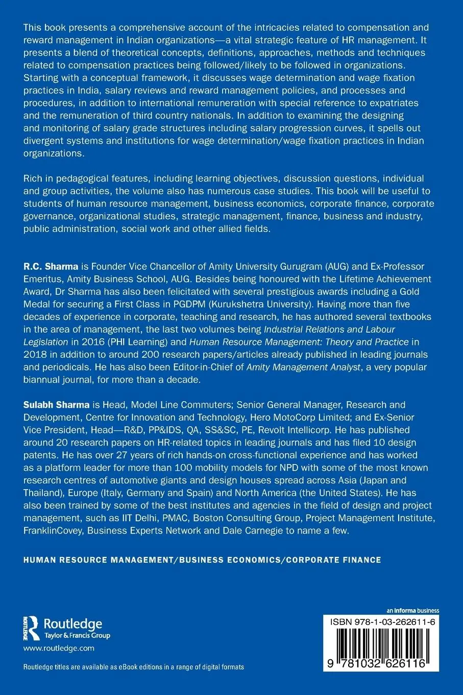 Rückseite: 9781032626116 | Compensation and Reward Management | R. C. Sharma (u. a.) | Buch