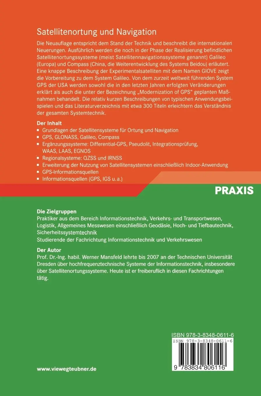 Rückseite: 9783834806116 | Satellitenortung und Navigation | Werner Mansfeld | Buch | Deutsch