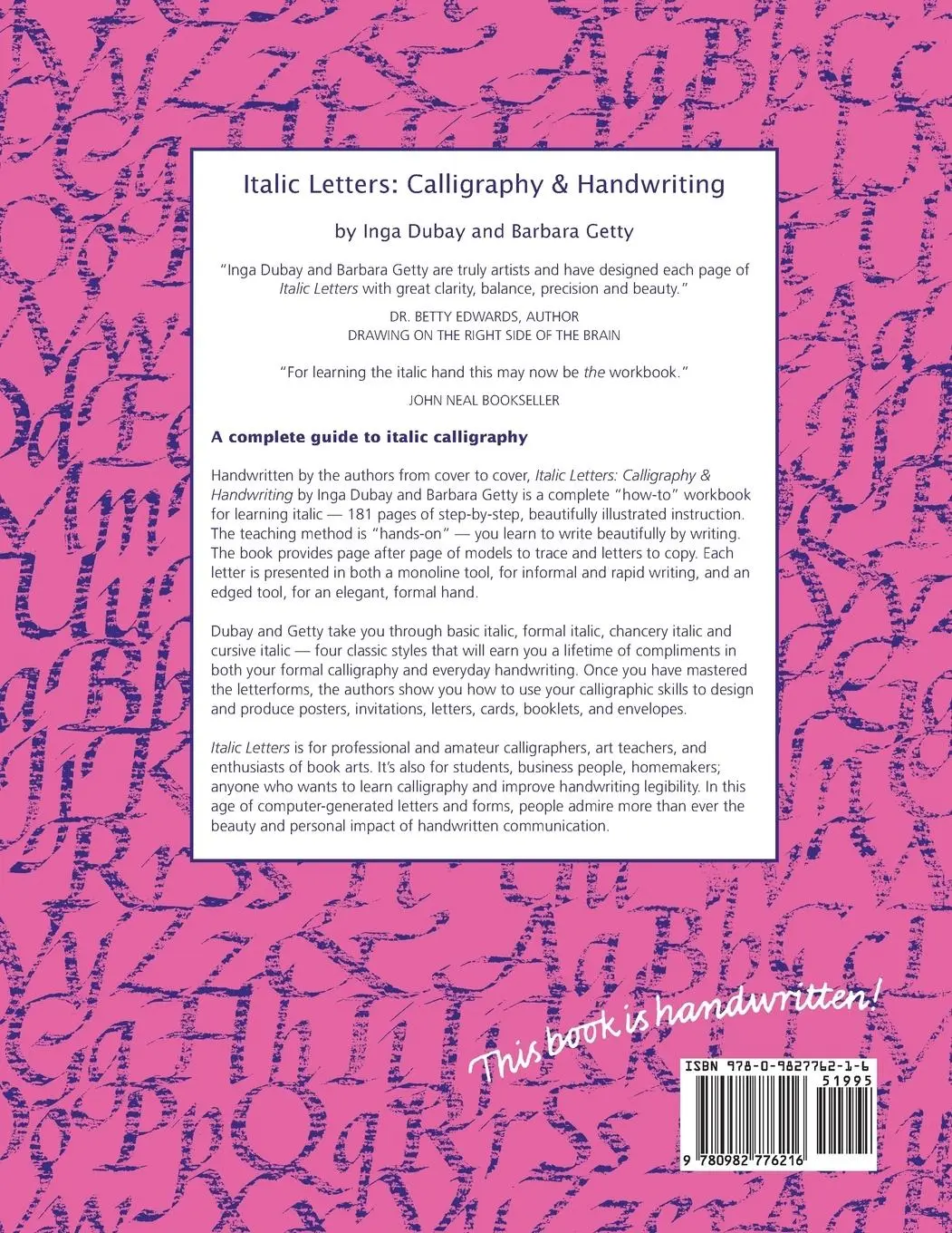 Rückseite: 9780982776216 | Italic Letters | Calligraphy &amp; Handwriting | Inga Dubay (u. a.) | Buch