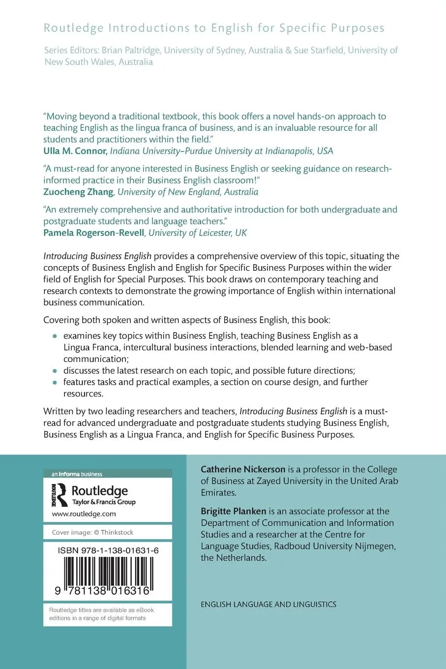 Rückseite: 9781138016316 | Introducing Business English | Catherine Nickerson (u. a.) | Buch