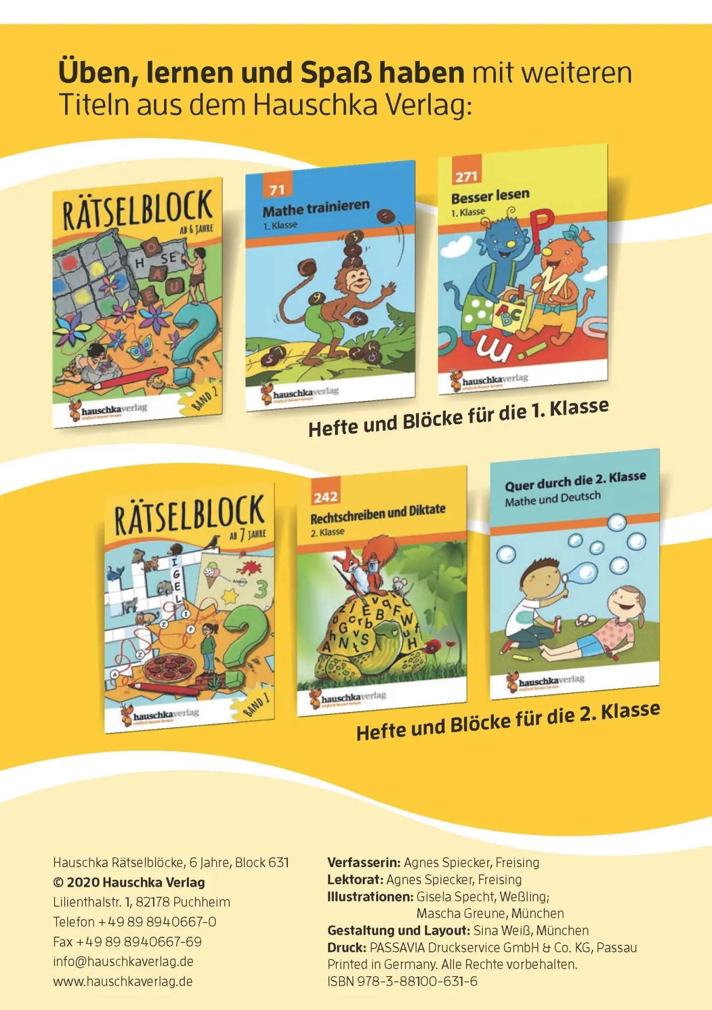 Bild: 9783881006316 | Rätselblock ab 6 Jahre, Band 1, A5-Block | Agnes Spiecker | Buch