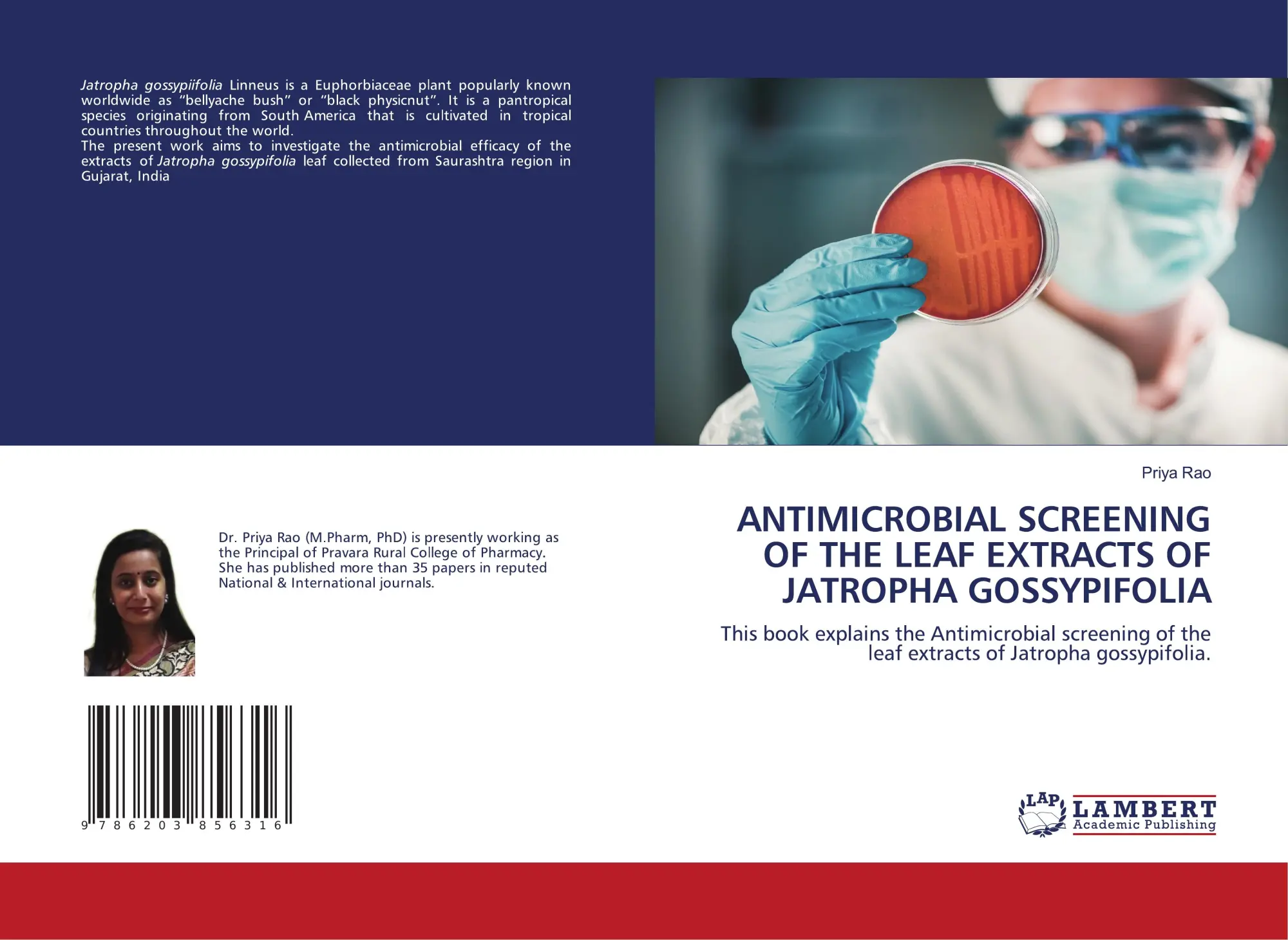 Cover: 9786203856316 | ANTIMICROBIAL SCREENING OF THE LEAF EXTRACTS OF JATROPHA GOSSYPIFOLIA
