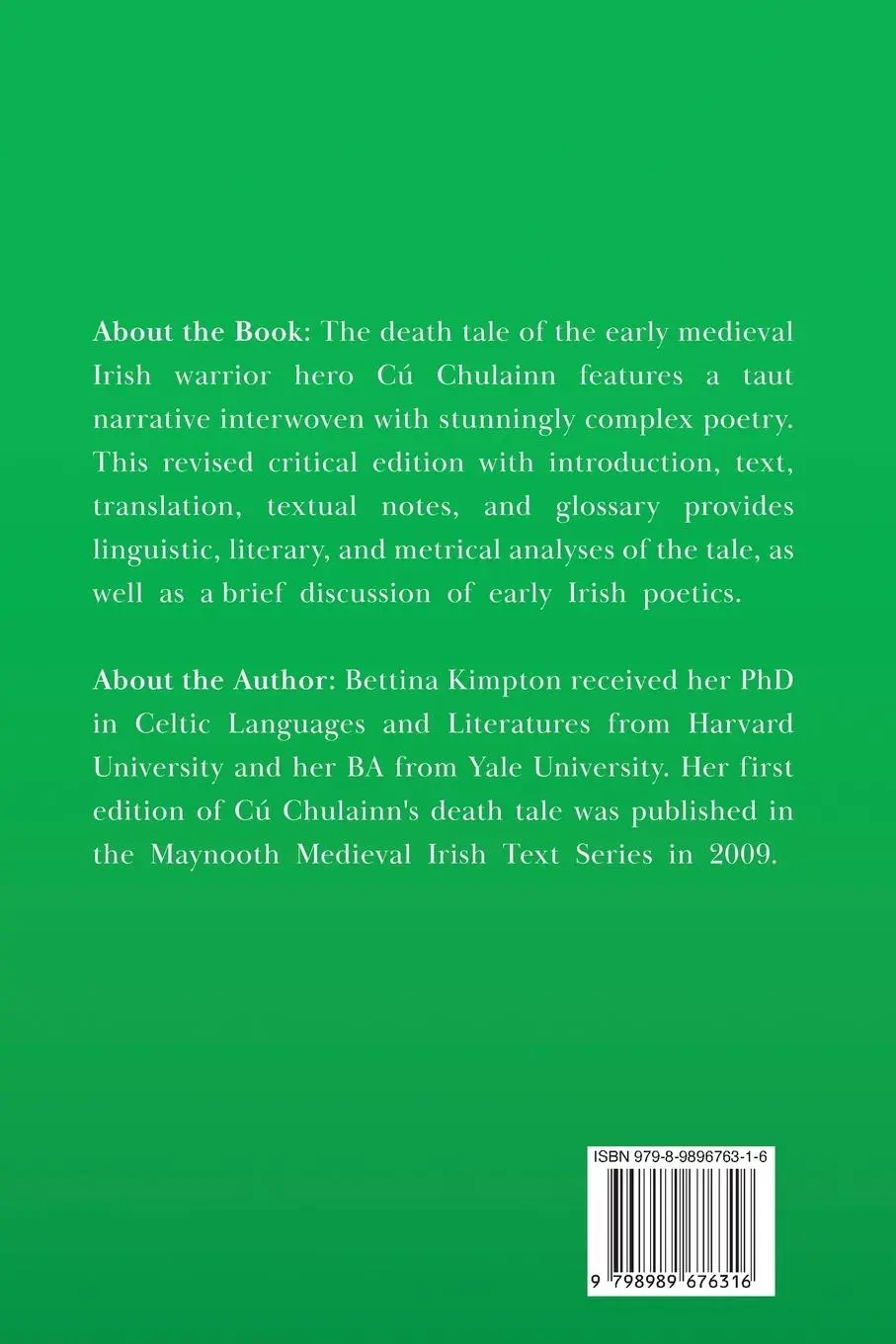 Rückseite: 9798989676316 | Cú Chulainn's Death | Bettina Kimpton | Taschenbuch | Englisch | 2024