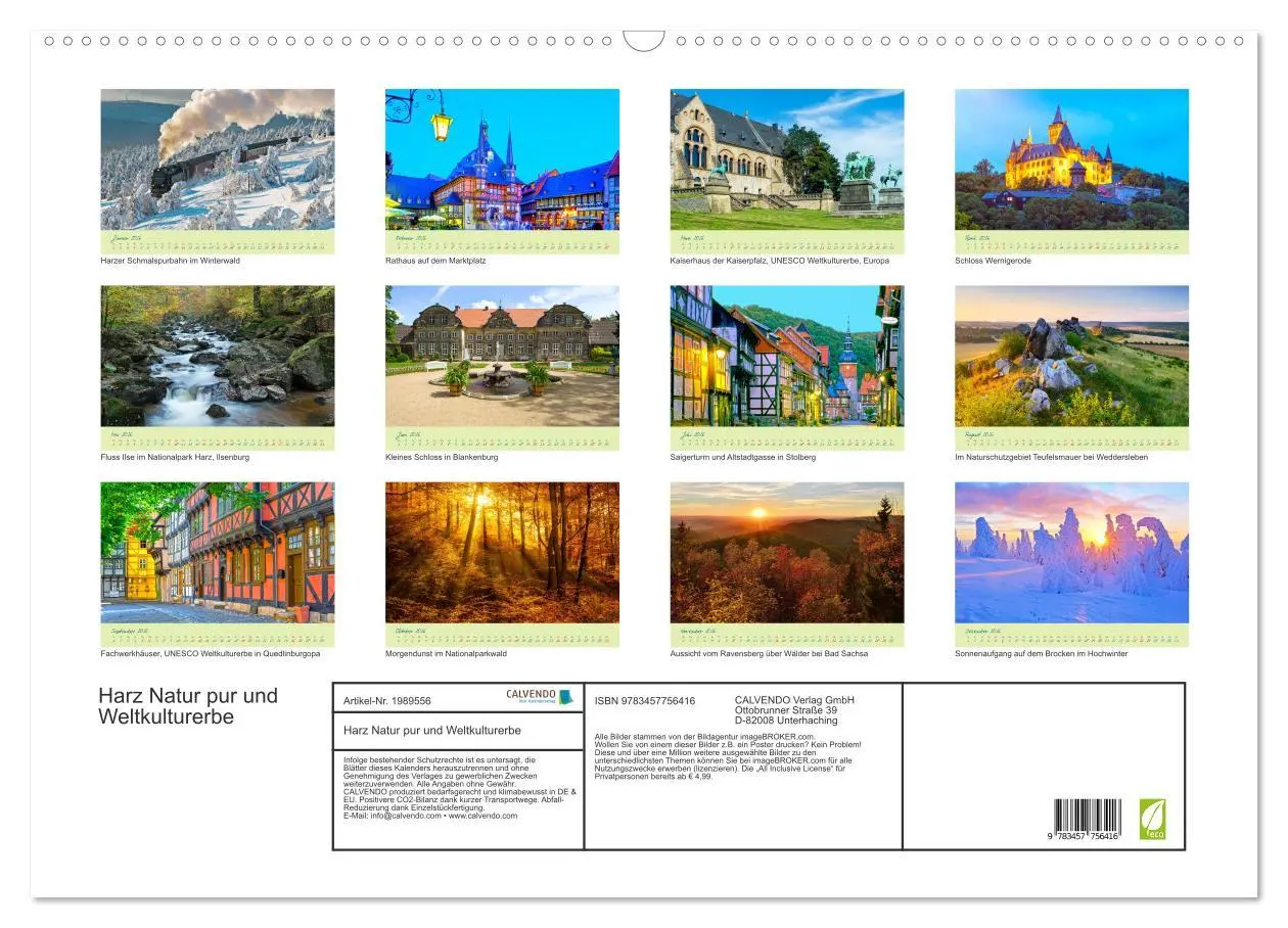 Bild: 9783457756416 | Harz Natur pur und Weltkulturerbe (Wandkalender 2026 DIN A2 quer),...