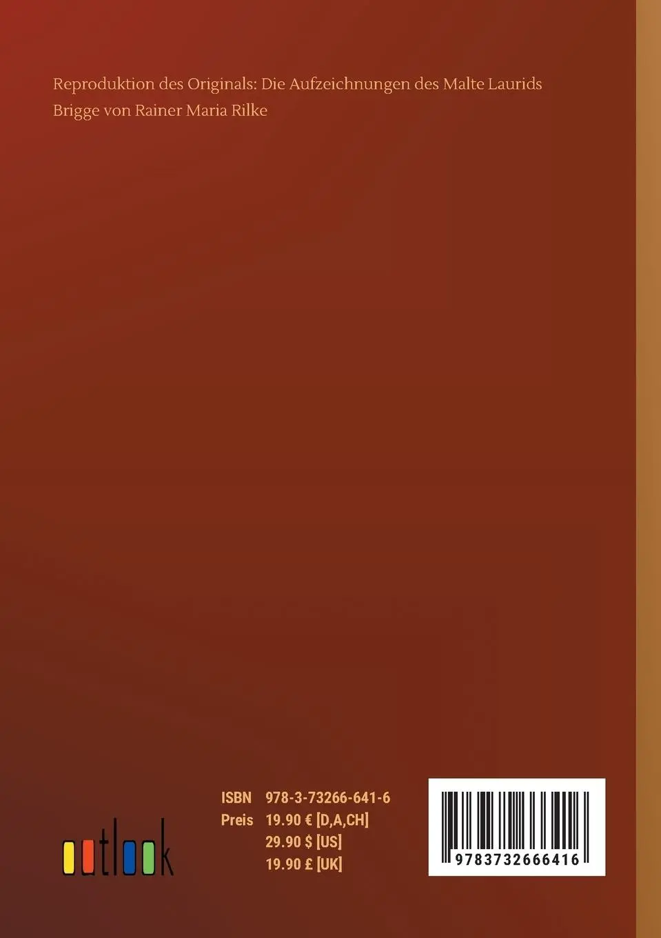 Rückseite: 9783732666416 | Die Aufzeichnungen des Malte Laurids Brigge | Rainer Maria Rilke