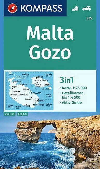 Cover: 9783990446416 | KOMPASS Wanderkarte 235 Malta, Gozo 1:25.000 | Kompass-Karten Gmbh
