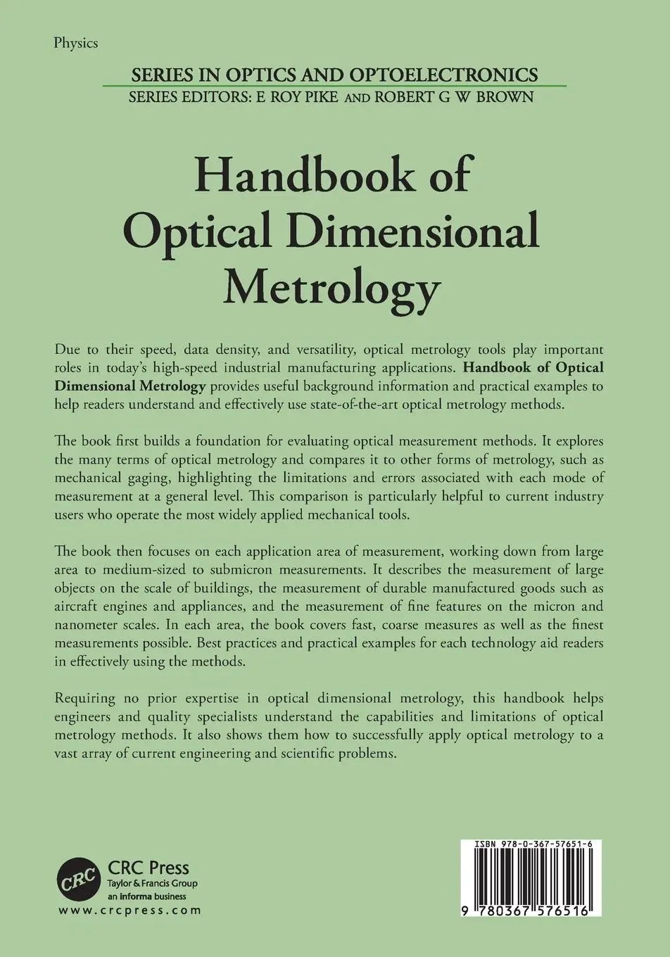 Rückseite: 9780367576516 | Handbook of Optical Dimensional Metrology | Kevin Harding | Buch