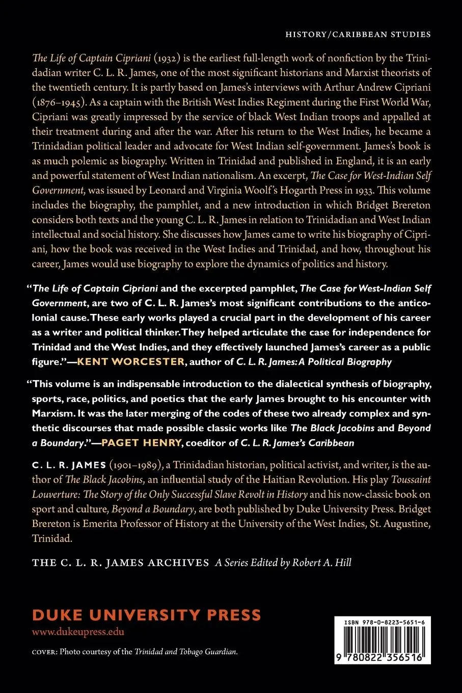 Rückseite: 9780822356516 | The Life of Captain Cipriani | C. L. R. James | Taschenbuch | Englisch