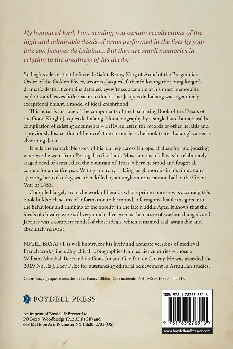 Rückseite: 9781783276516 | The Book of the Deeds of the Good Knight Jacques de Lalaing | Bryant