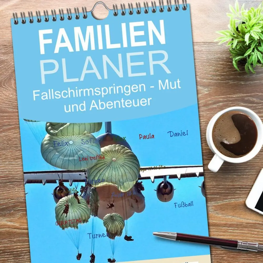 Bild: 9783457126516 | Familienplaner 2025 - Fallschirmspringen - Mut und Abenteuer mit 5...