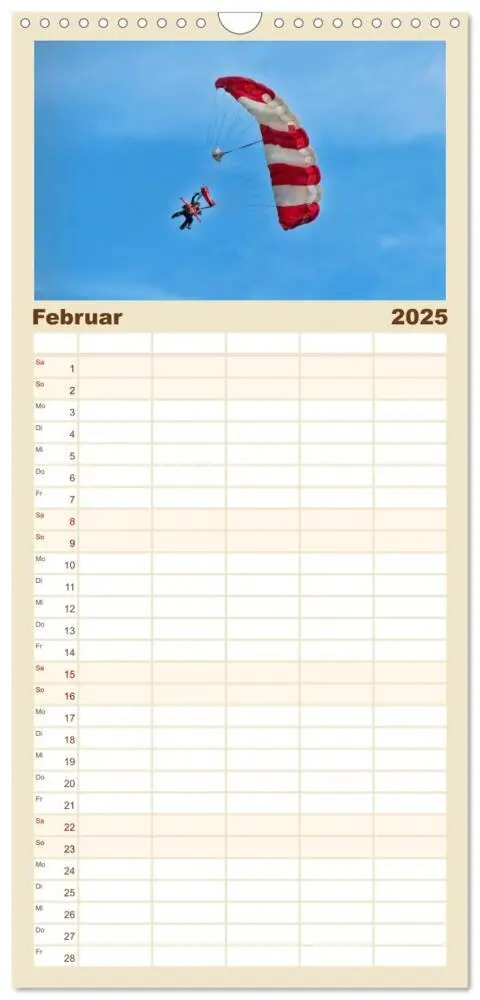 Bild: 9783457126516 | Familienplaner 2025 - Fallschirmspringen - Mut und Abenteuer mit 5...