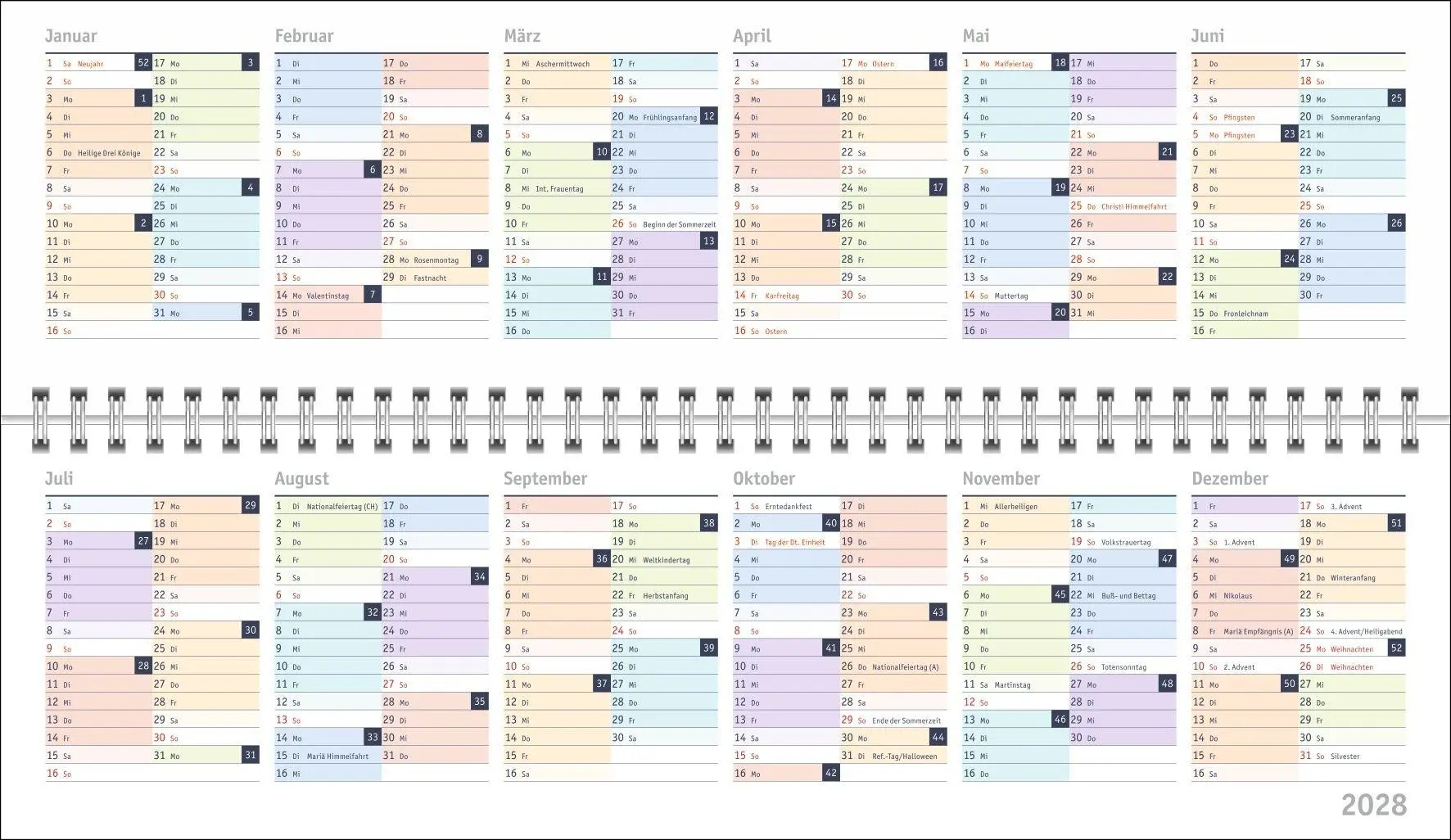 Bild: 9783756416516 | Bunte Wochen Wochenquerplaner 2027 | Heye | Kalender | Spiralbindung