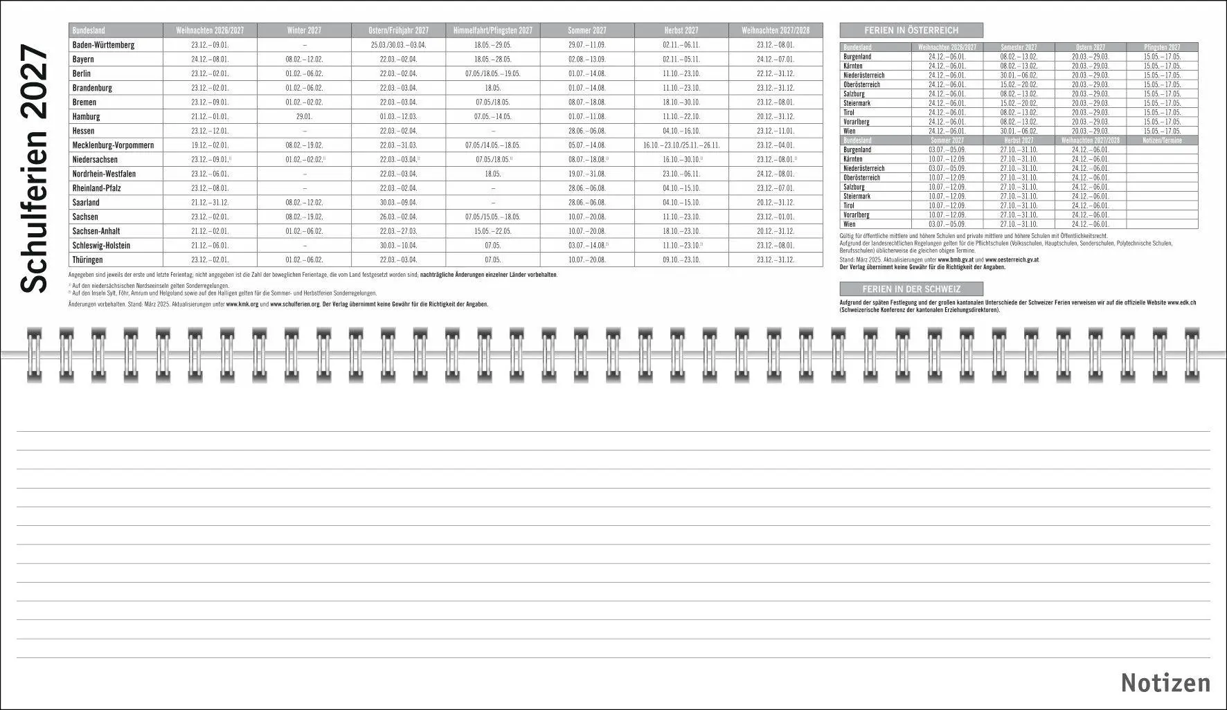 Bild: 9783756416516 | Bunte Wochen Wochenquerplaner 2027 | Heye | Kalender | Spiralbindung