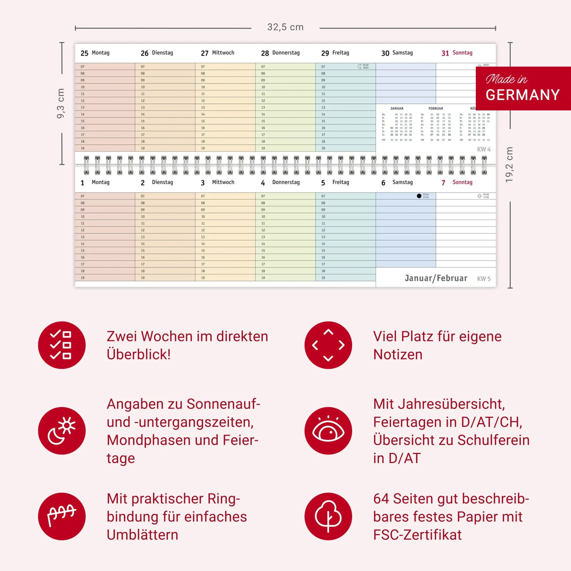 Bild: 9783756416516 | Bunte Wochen Wochenquerplaner 2027 | Heye | Kalender | Spiralbindung