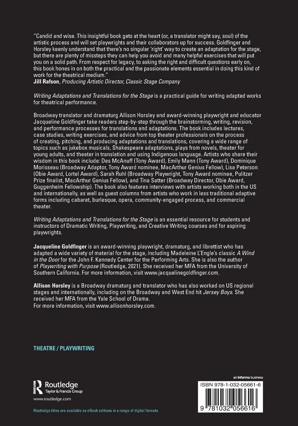 Rückseite: 9781032056616 | Writing Adaptations and Translations for the Stage | Taschenbuch