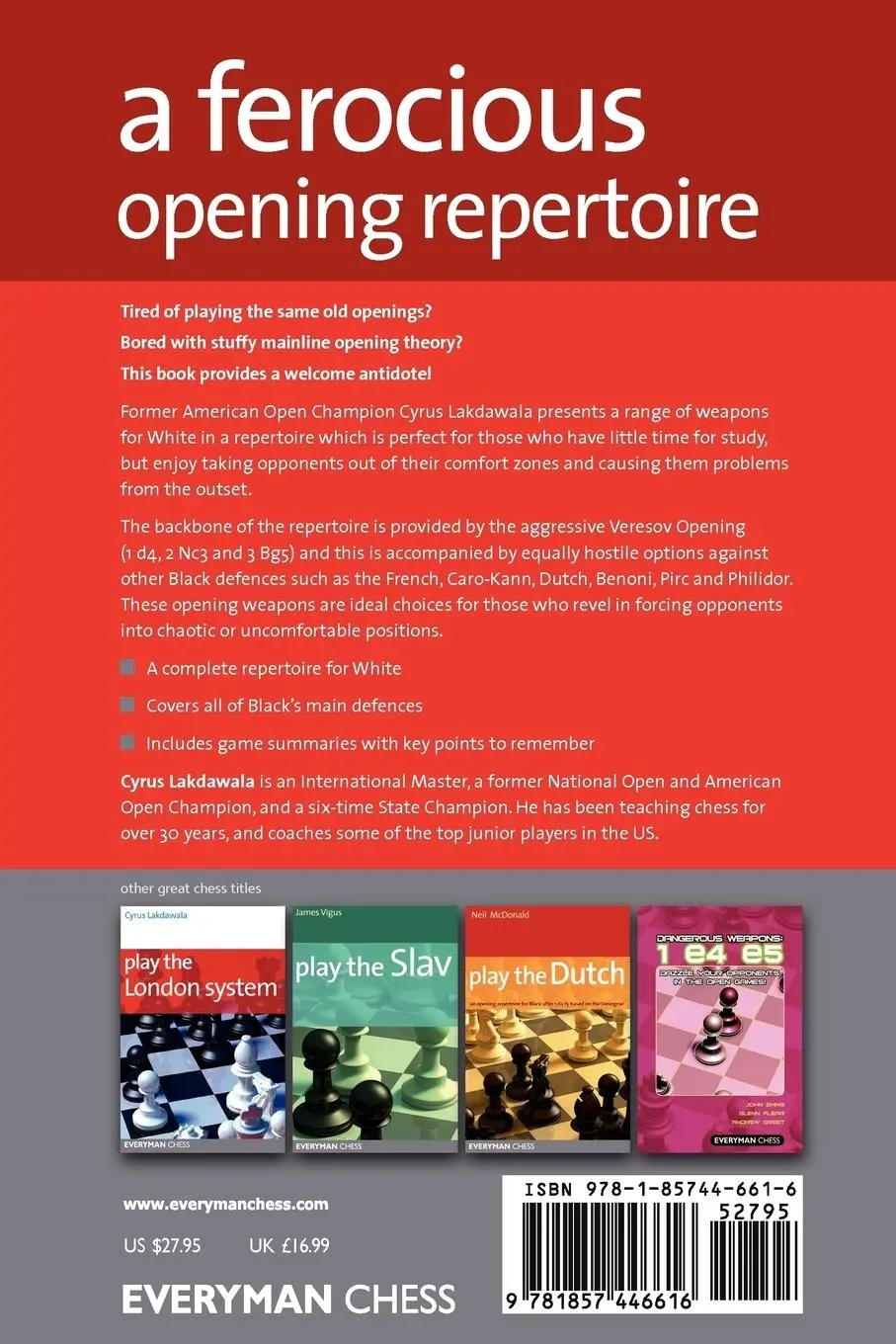 Rückseite: 9781857446616 | A Ferocious Opening Repertoire | Cyrus Lakdawala | Taschenbuch | 2012