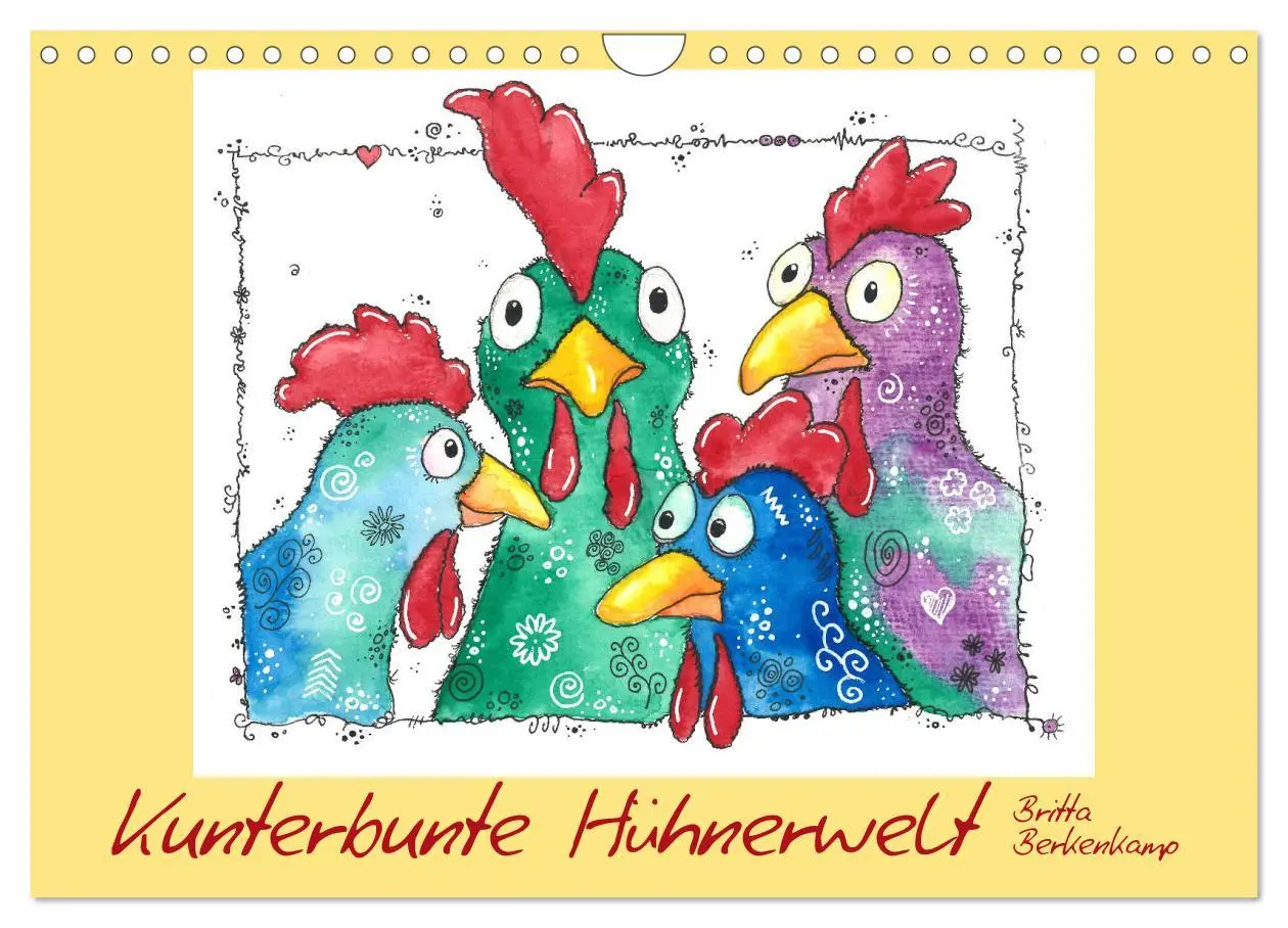 Cover: 9783457666616 | Kunterbunte Hühnerwelt (Wandkalender 2026 DIN A4 quer), CALVENDO...