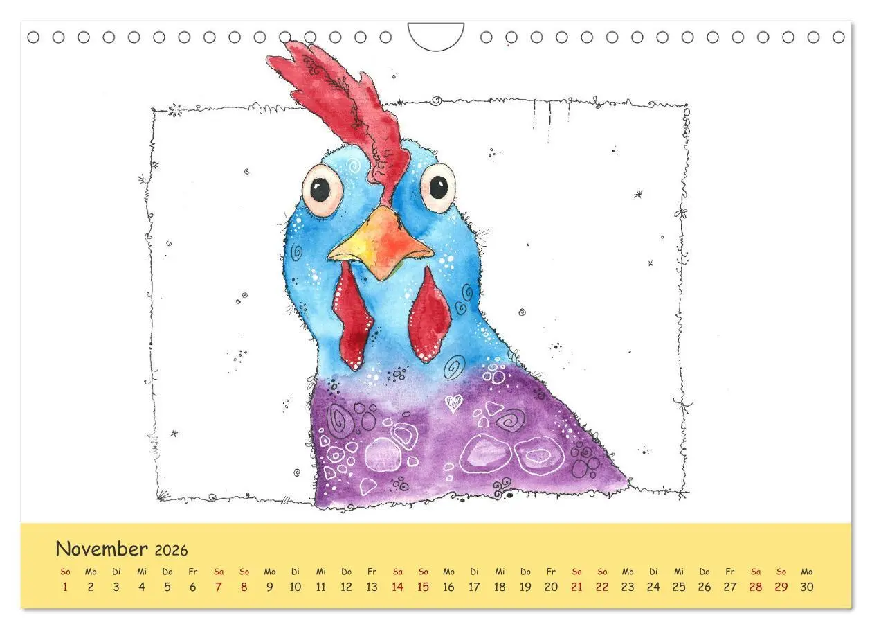 Bild: 9783457666616 | Kunterbunte Hühnerwelt (Wandkalender 2026 DIN A4 quer), CALVENDO...