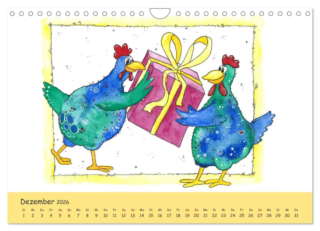 Bild: 9783457666616 | Kunterbunte Hühnerwelt (Wandkalender 2026 DIN A4 quer), CALVENDO...