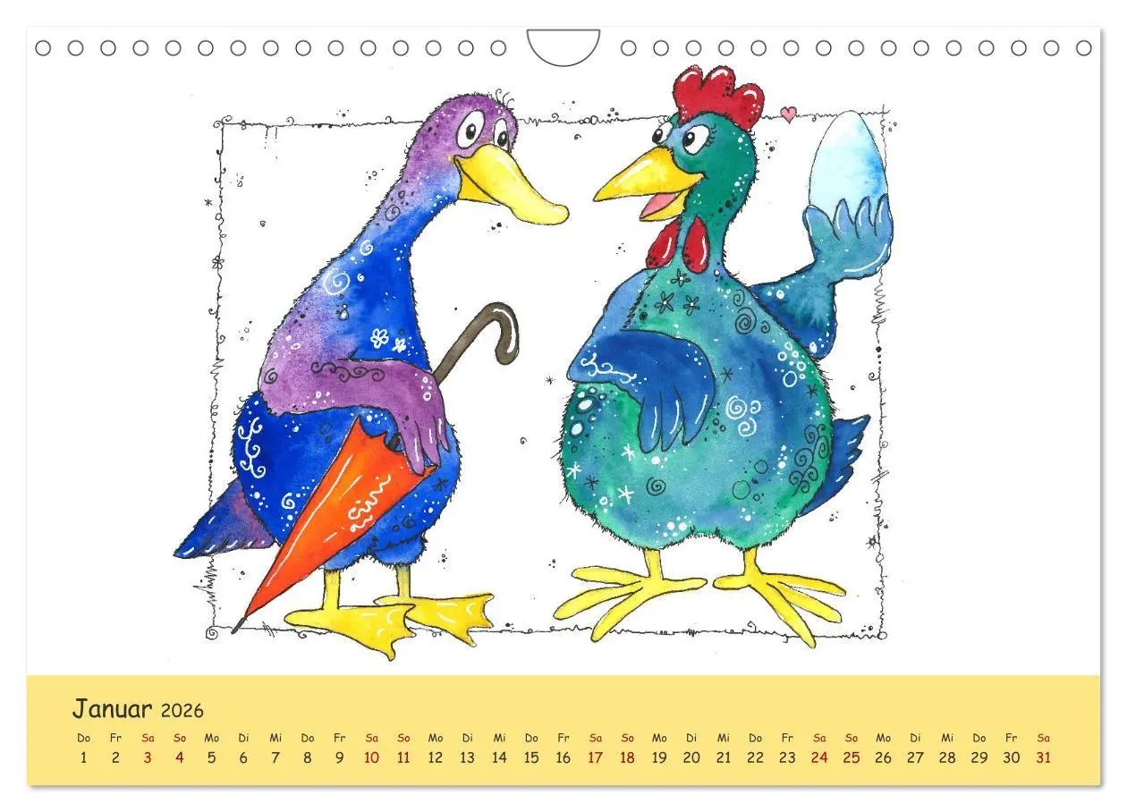 Bild: 9783457666616 | Kunterbunte Hühnerwelt (Wandkalender 2026 DIN A4 quer), CALVENDO...