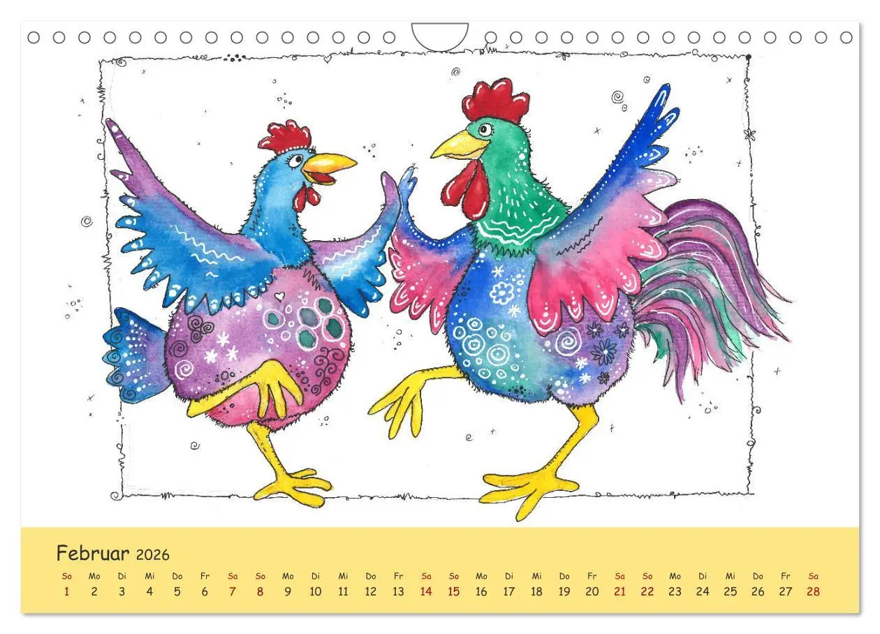 Bild: 9783457666616 | Kunterbunte Hühnerwelt (Wandkalender 2026 DIN A4 quer), CALVENDO...