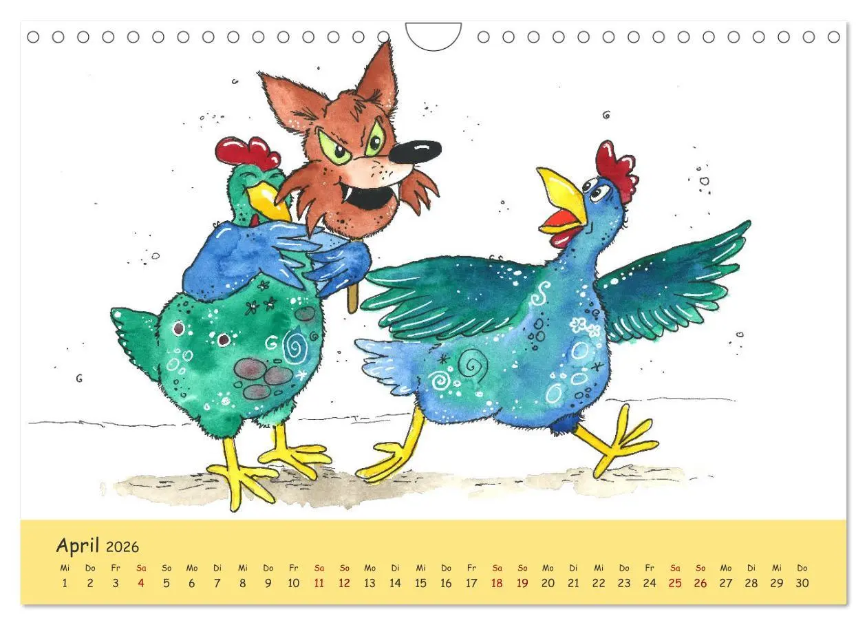 Bild: 9783457666616 | Kunterbunte Hühnerwelt (Wandkalender 2026 DIN A4 quer), CALVENDO...