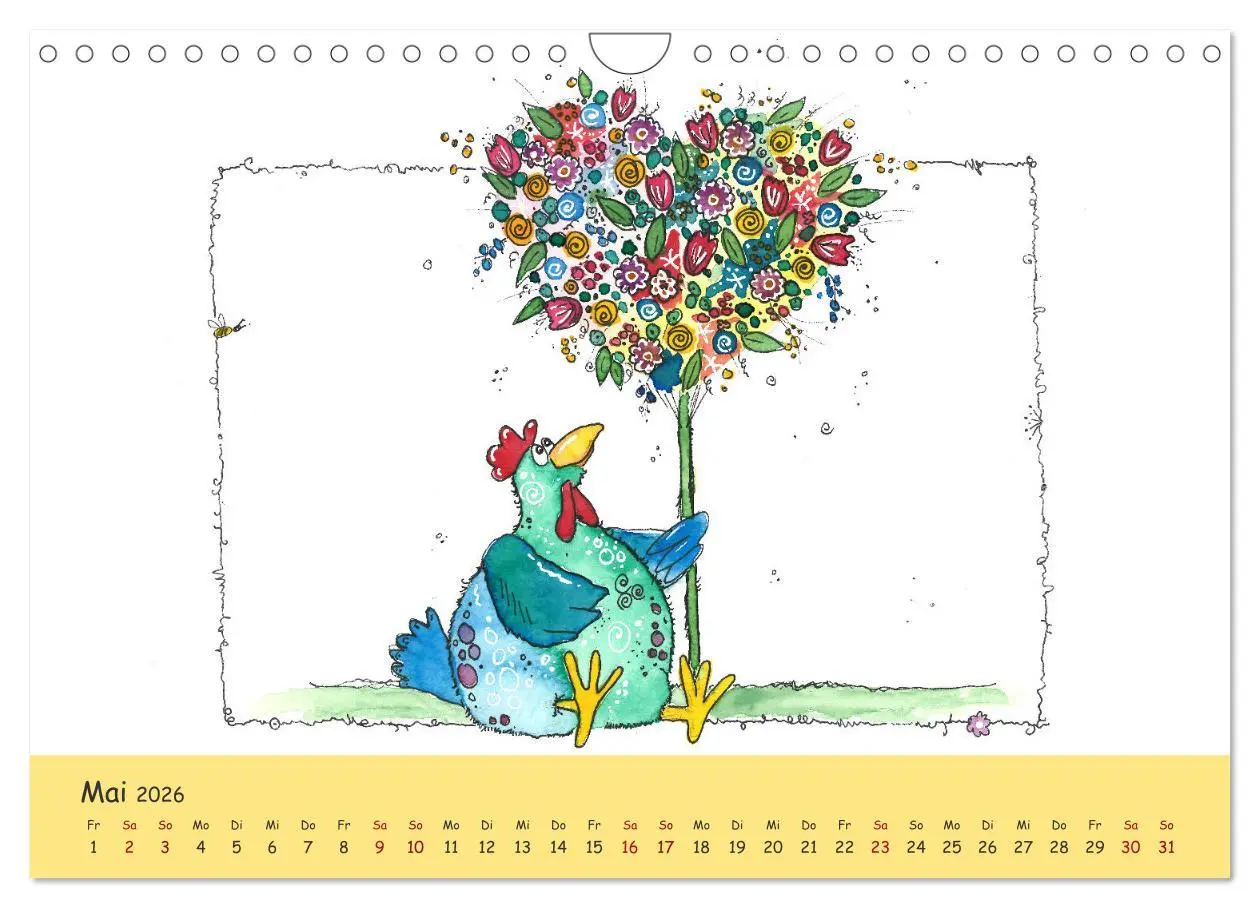 Bild: 9783457666616 | Kunterbunte Hühnerwelt (Wandkalender 2026 DIN A4 quer), CALVENDO...