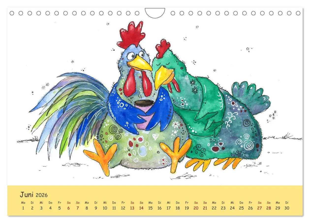 Bild: 9783457666616 | Kunterbunte Hühnerwelt (Wandkalender 2026 DIN A4 quer), CALVENDO...