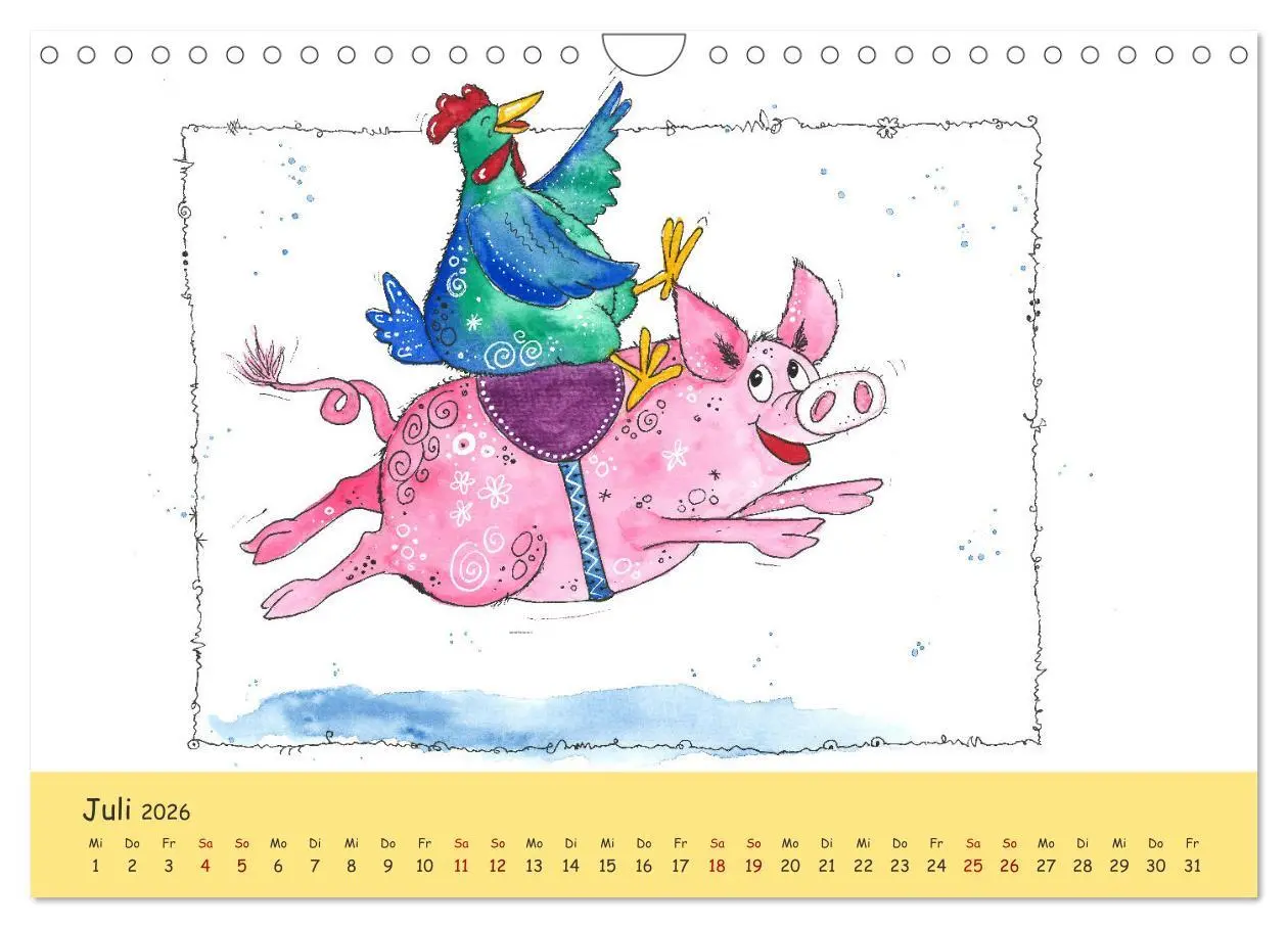 Bild: 9783457666616 | Kunterbunte Hühnerwelt (Wandkalender 2026 DIN A4 quer), CALVENDO...