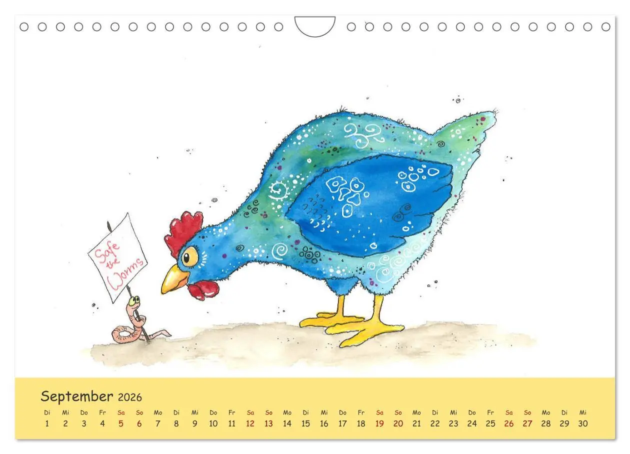 Bild: 9783457666616 | Kunterbunte Hühnerwelt (Wandkalender 2026 DIN A4 quer), CALVENDO...