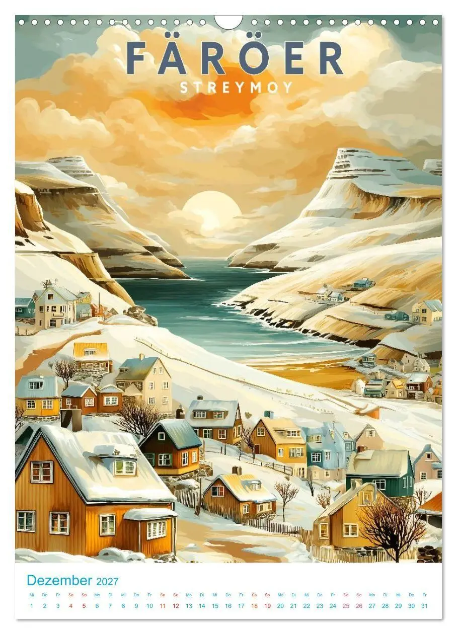 Bild: 9783516826616 | Färöer Inseln - Old School Poster Style (Wandkalender 2027 DIN A3...